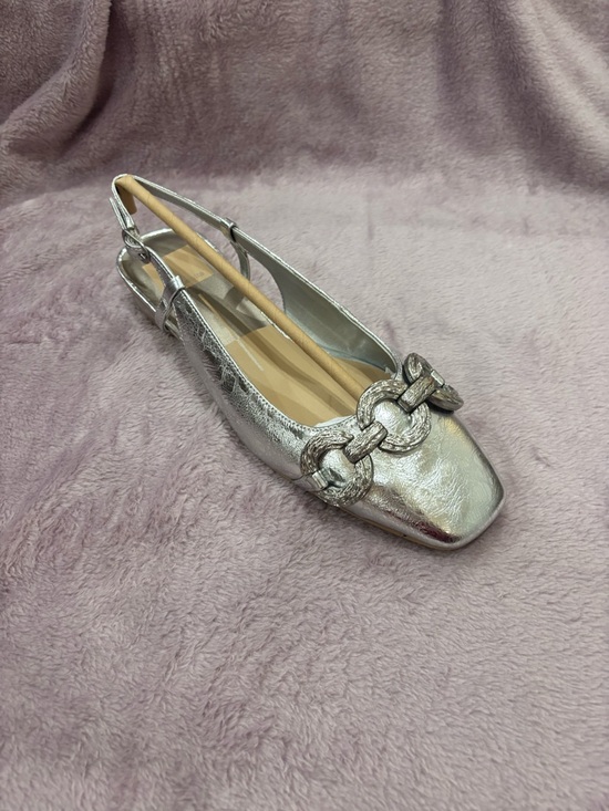 Dolce Vita Shoes - DOLCE VITA Metallic Silver Slingback Flat with Chain Detail